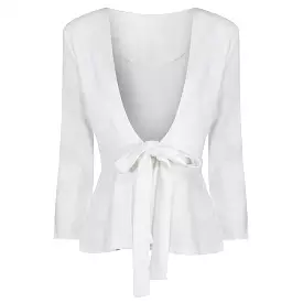 Ivory Long Sleeve Tie Front Jacket