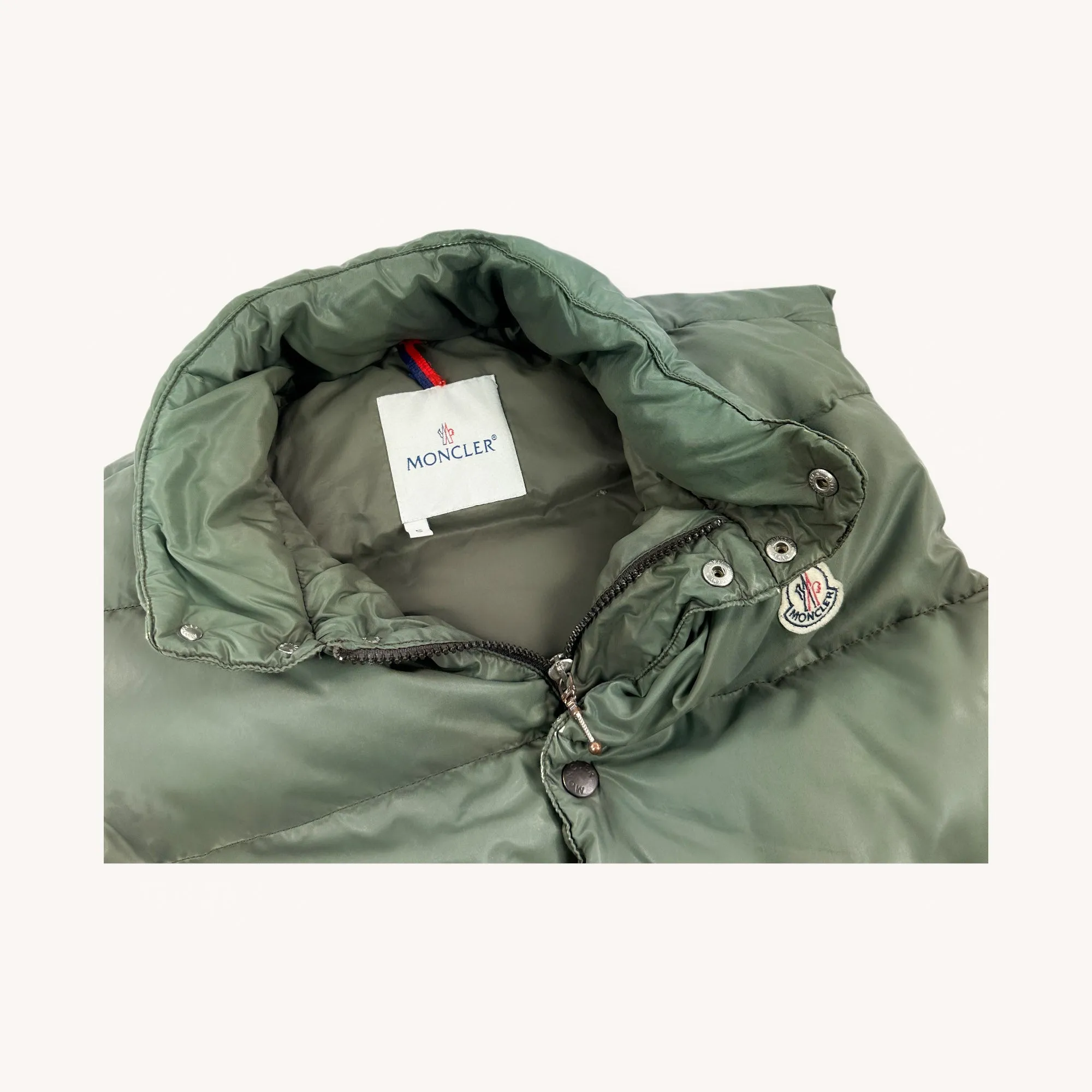 Khaki Green Vintage Moncler Puffer Jacket Coat (M/L)