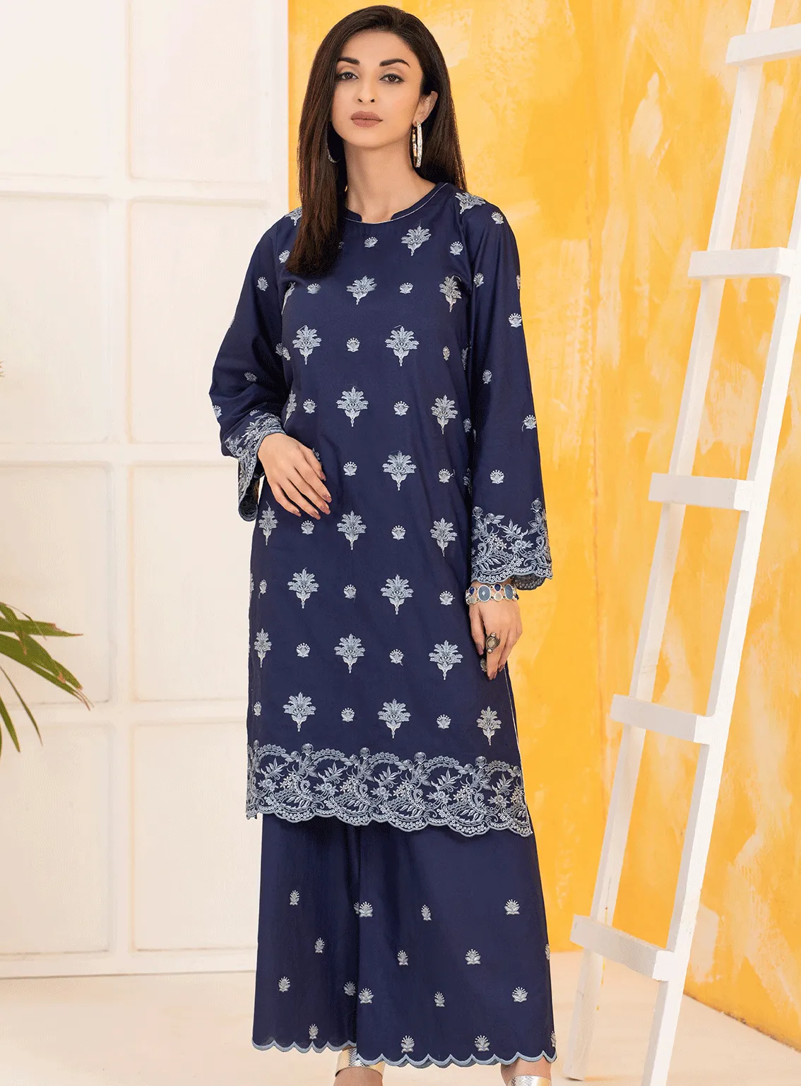 Lakhany By LSM Embroidered Cambric Stitched 2 Piece Suit - LSM-2814