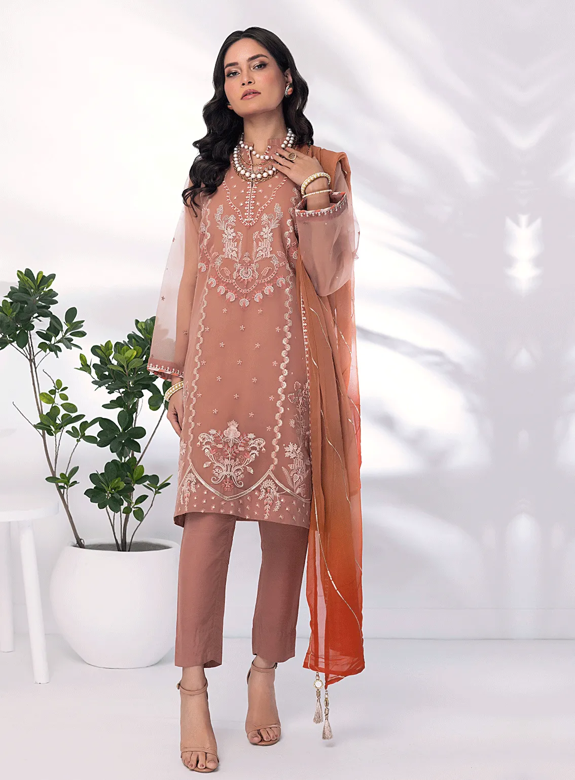 Lakhany By LSM Embroidered Organza Stitched 3 Piece Suit - LG-SK-0022