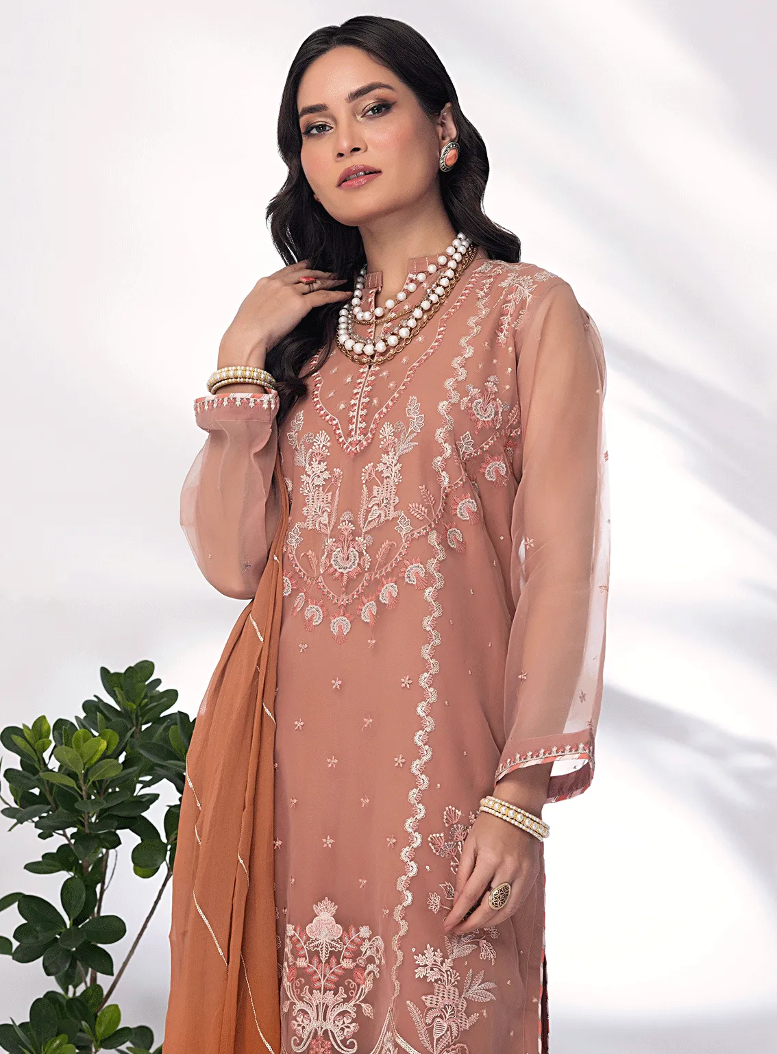 Lakhany By LSM Embroidered Organza Stitched 3 Piece Suit - LG-SK-0022