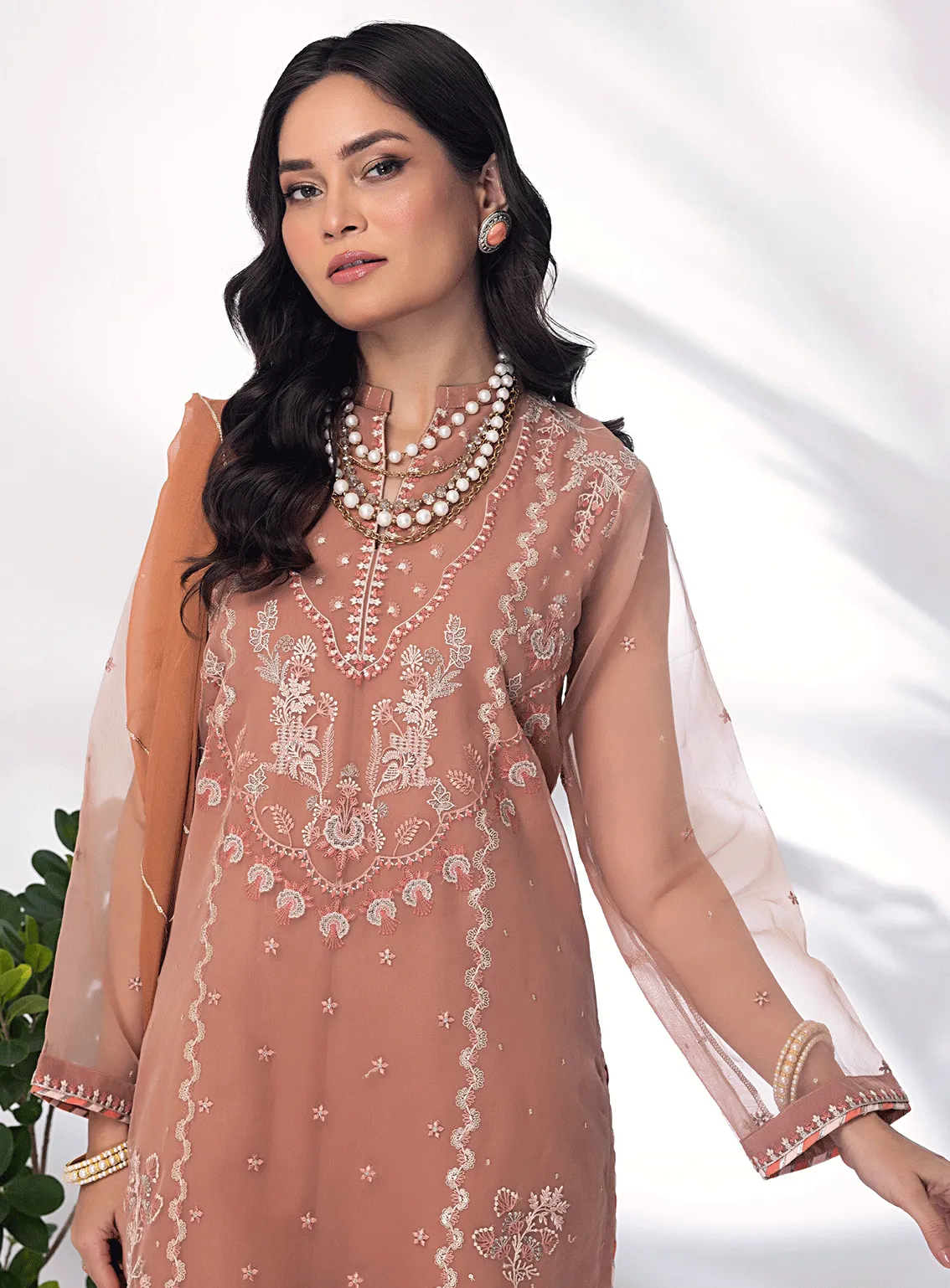 Lakhany By LSM Embroidered Organza Stitched 3 Piece Suit - LG-SK-0022