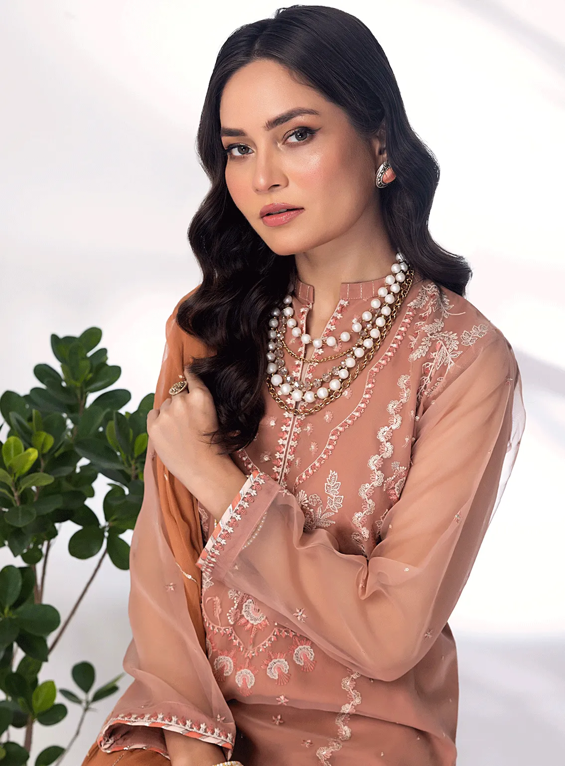 Lakhany By LSM Embroidered Organza Stitched 3 Piece Suit - LG-SK-0022