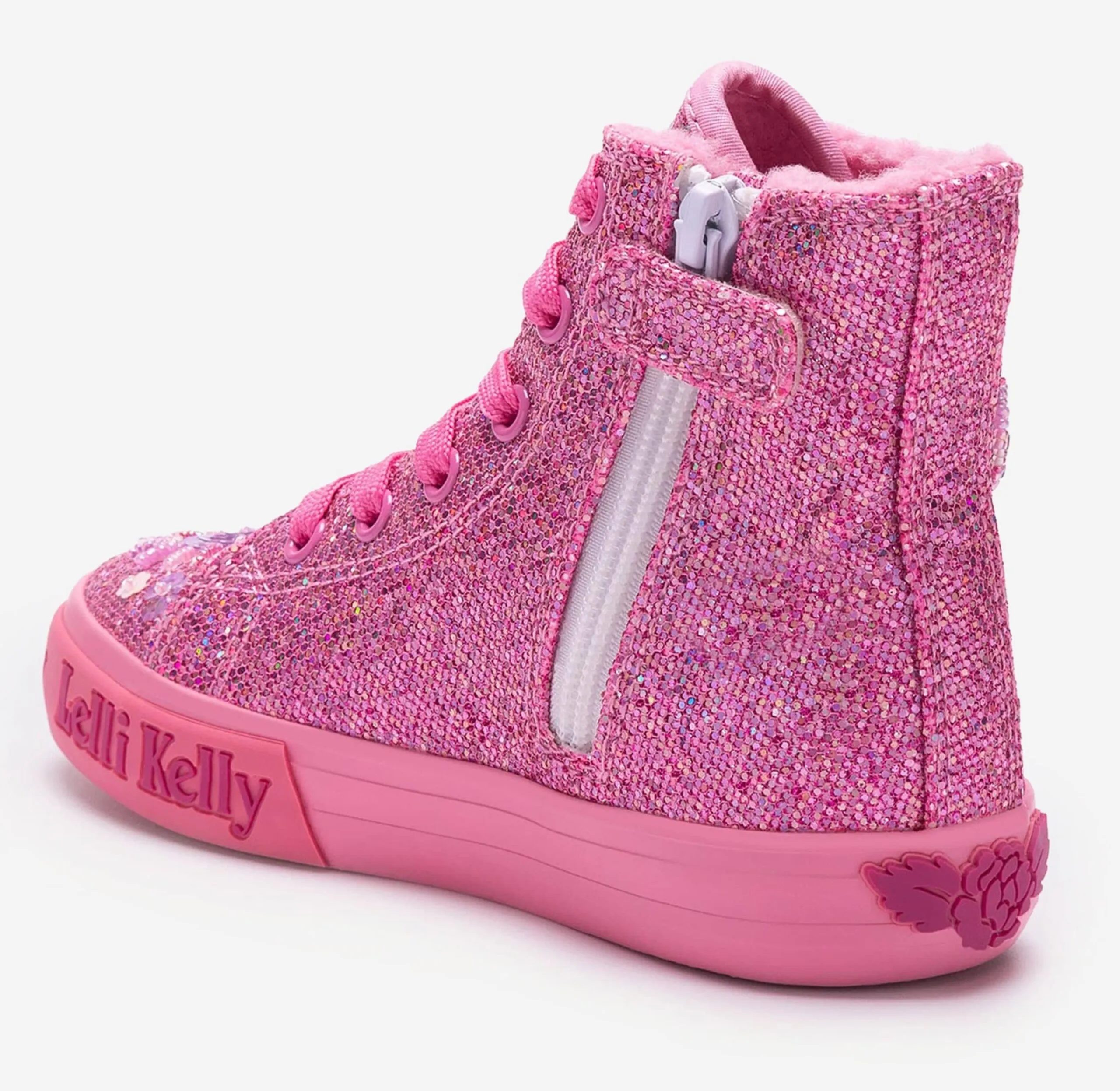 LELLI KELLY LK 3861 DAFNE DARK PINK GLITTER FUR LINED HI-TOPS BOOTS