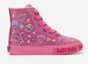 LELLI KELLY LK 3861 DAFNE DARK PINK GLITTER FUR LINED HI-TOPS BOOTS