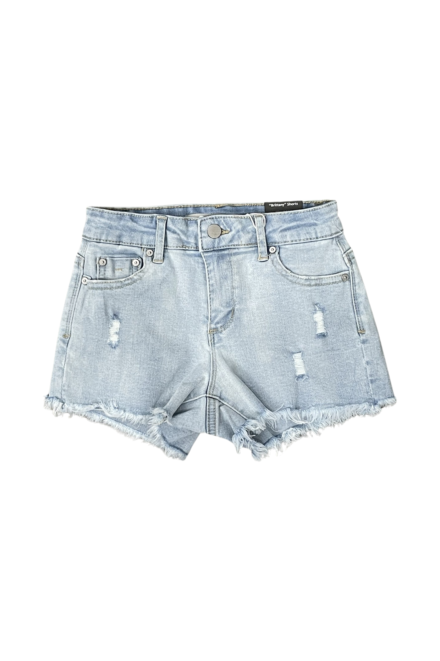 Light Indigo Distressed Brittany Denim Shorts