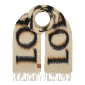 LOEWE Logo Fringe Scarf - CamelBlack