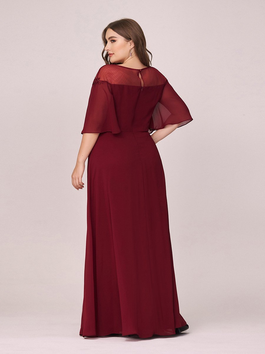 Long Flutter Sleeve Dress Size 24 Style 73004