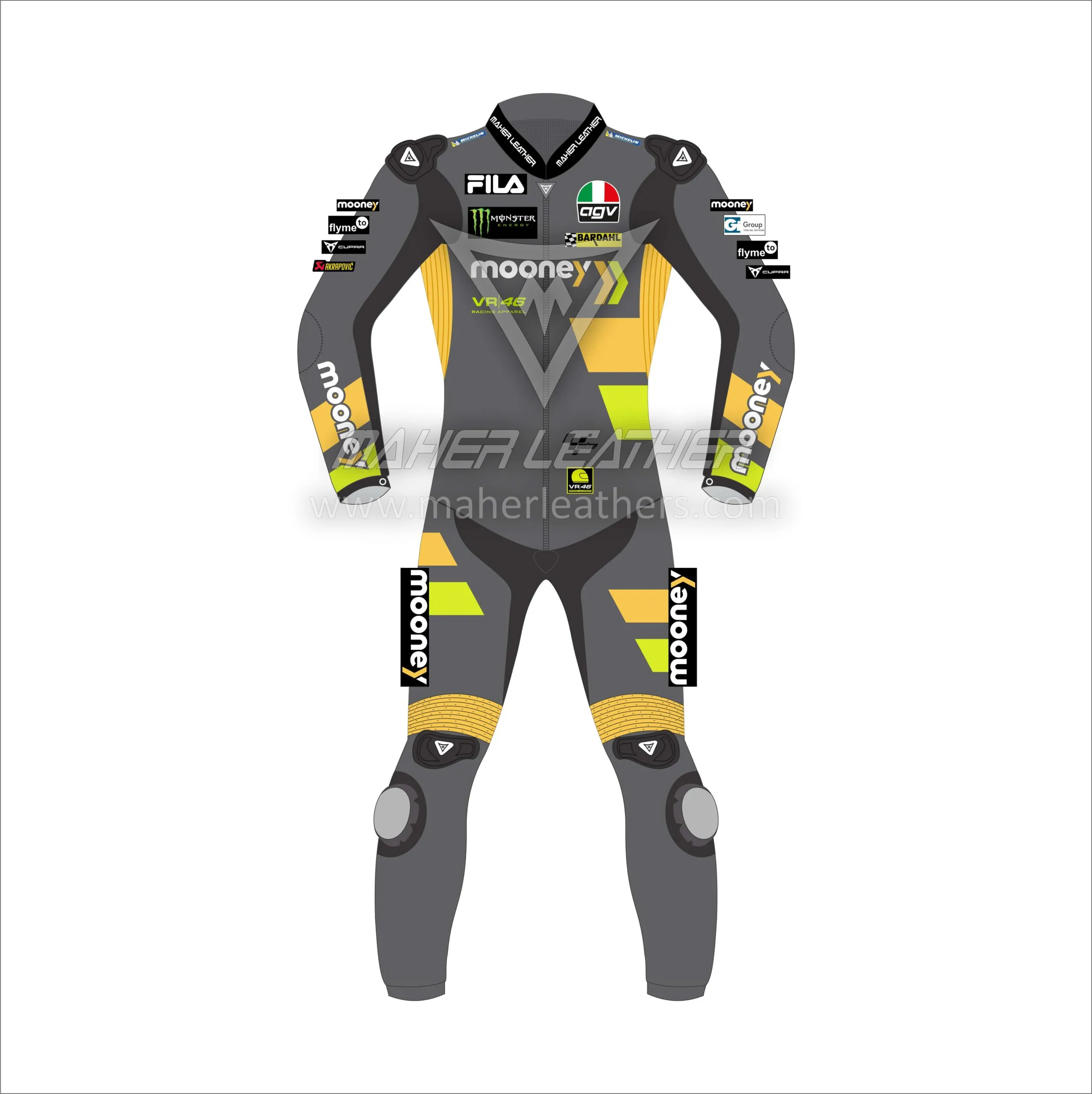 Luca Marini motogp mooney VR46 Racing Leather Motorbike Suit 2022