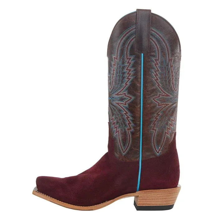 Macie Bean Women's Top Hand Burgundy Suede Western Boot