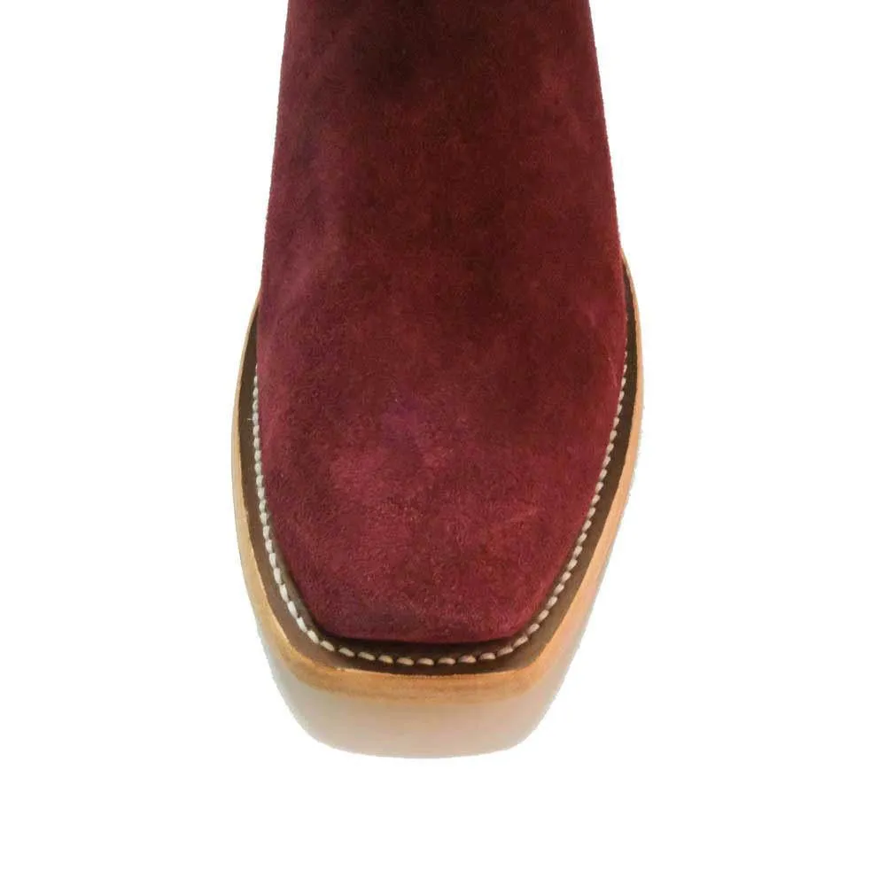 Macie Bean Women's Top Hand Burgundy Suede Western Boot