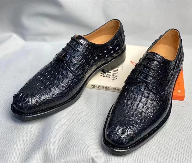 Men's Authentic Crocodile Skin Lace-up Oxford Dress Shoes