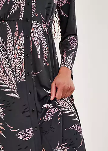 Monsoon Feather Print Shirt Dress | Kaleidoscope