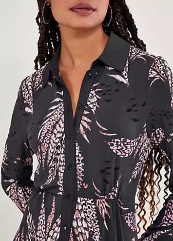 Monsoon Feather Print Shirt Dress | Kaleidoscope