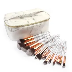 Multifunctional Marble Road Makeup Brush Set With Travel Cosmetic Bag