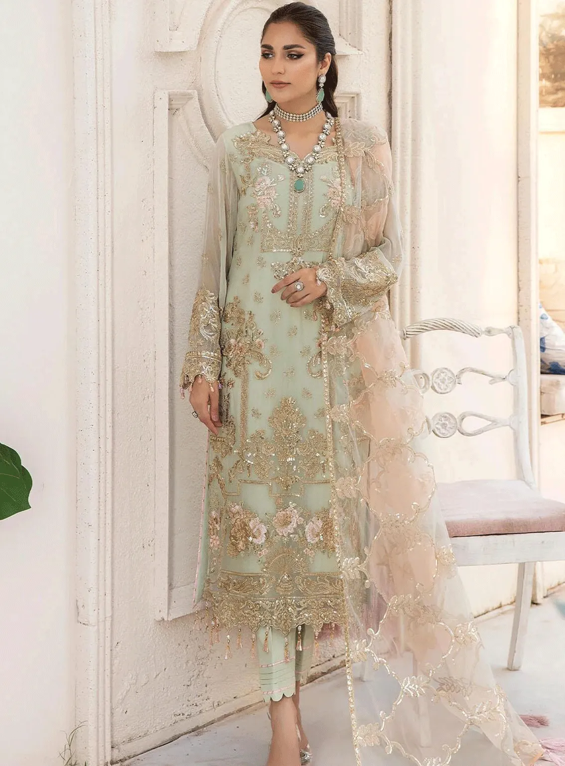 Naqsh Majestic By Imrozia Embroidered Chiffon Unstitched 3 Piece Suit - IM23NMC M-59 FLORENCE