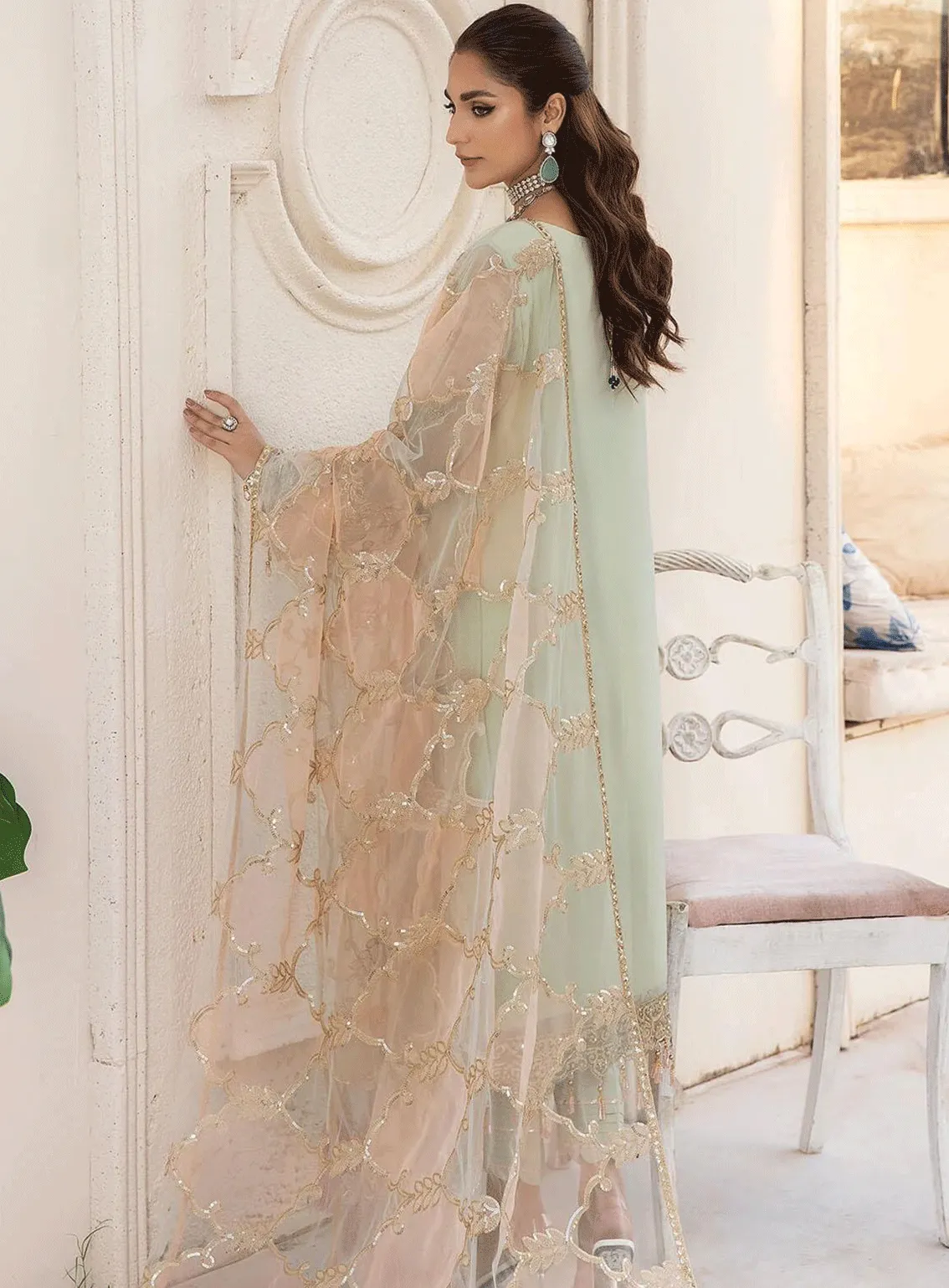 Naqsh Majestic By Imrozia Embroidered Chiffon Unstitched 3 Piece Suit - IM23NMC M-59 FLORENCE