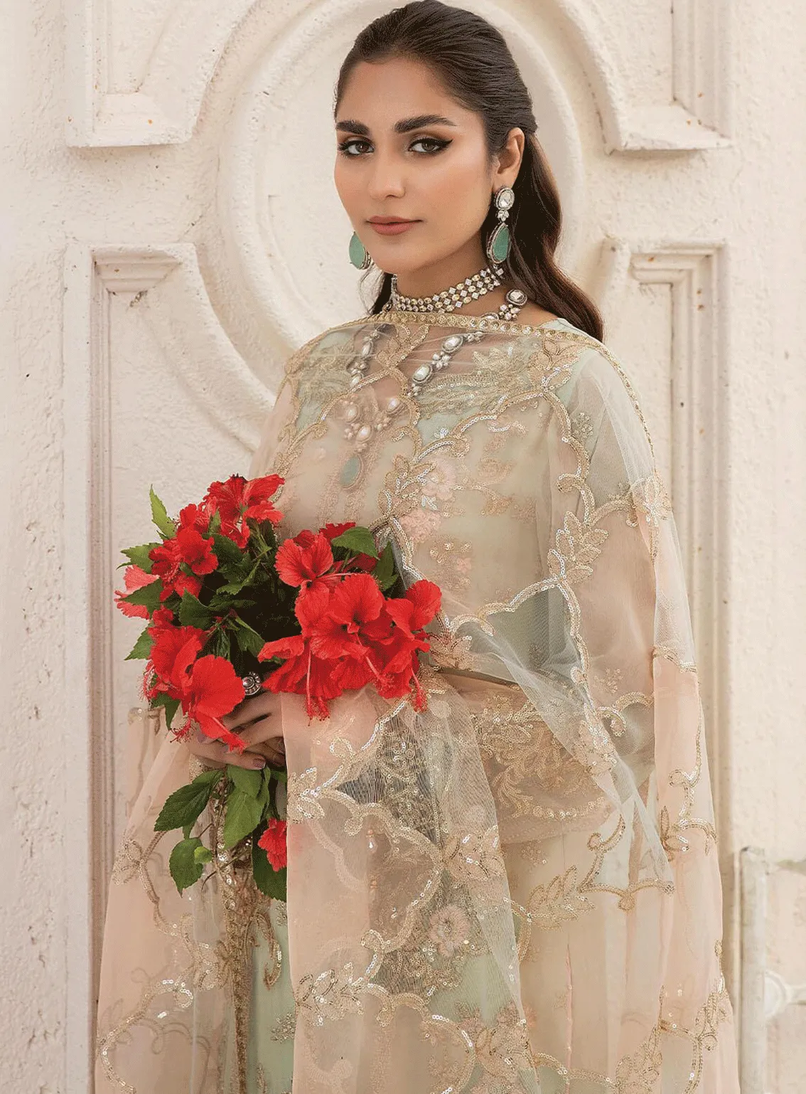 Naqsh Majestic By Imrozia Embroidered Chiffon Unstitched 3 Piece Suit - IM23NMC M-59 FLORENCE