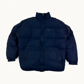 Navy Blue 90s NIKE Swoosh Puffer Jacket Coat (M/L)