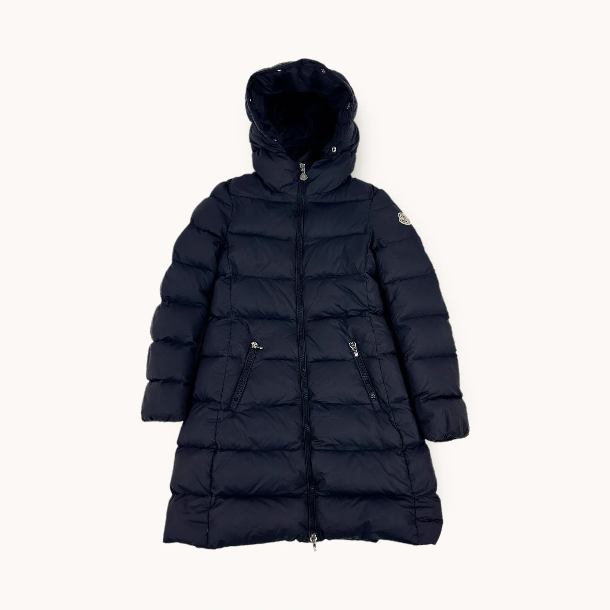 Navy Blue Vintage Moncler Long Puffer Jacket Coat (Kids size 10)