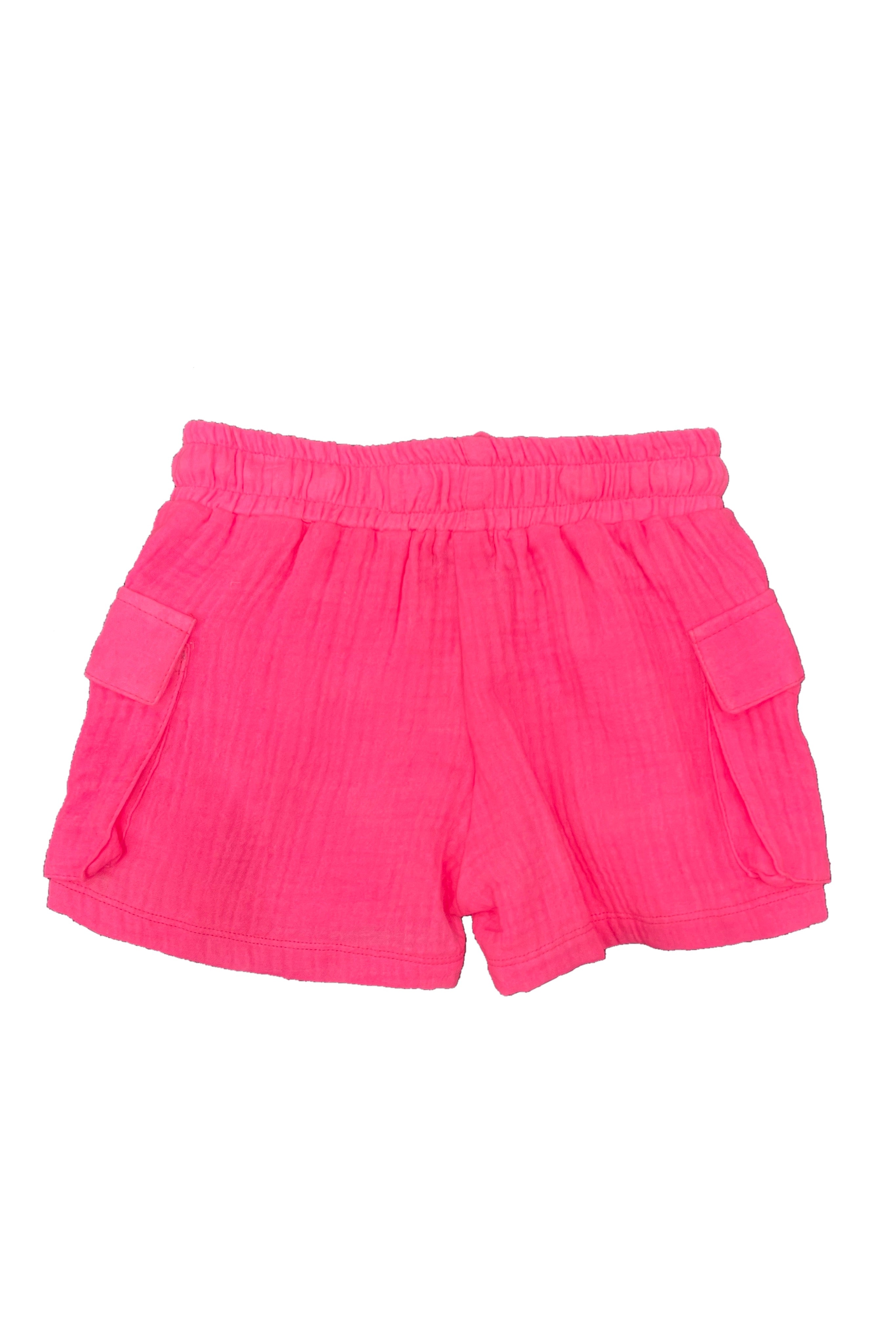 Neon Pink Gauze Cargo Shorts