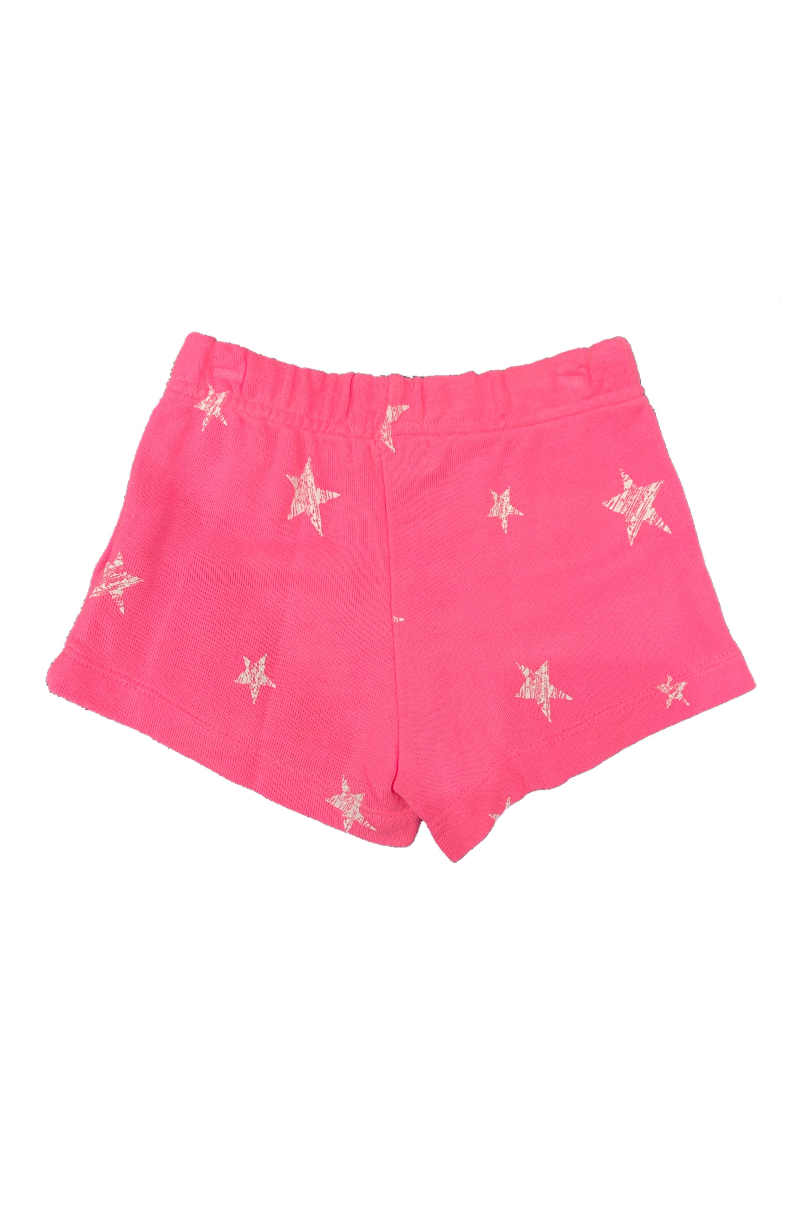 Neon Pink White Stars Shorts