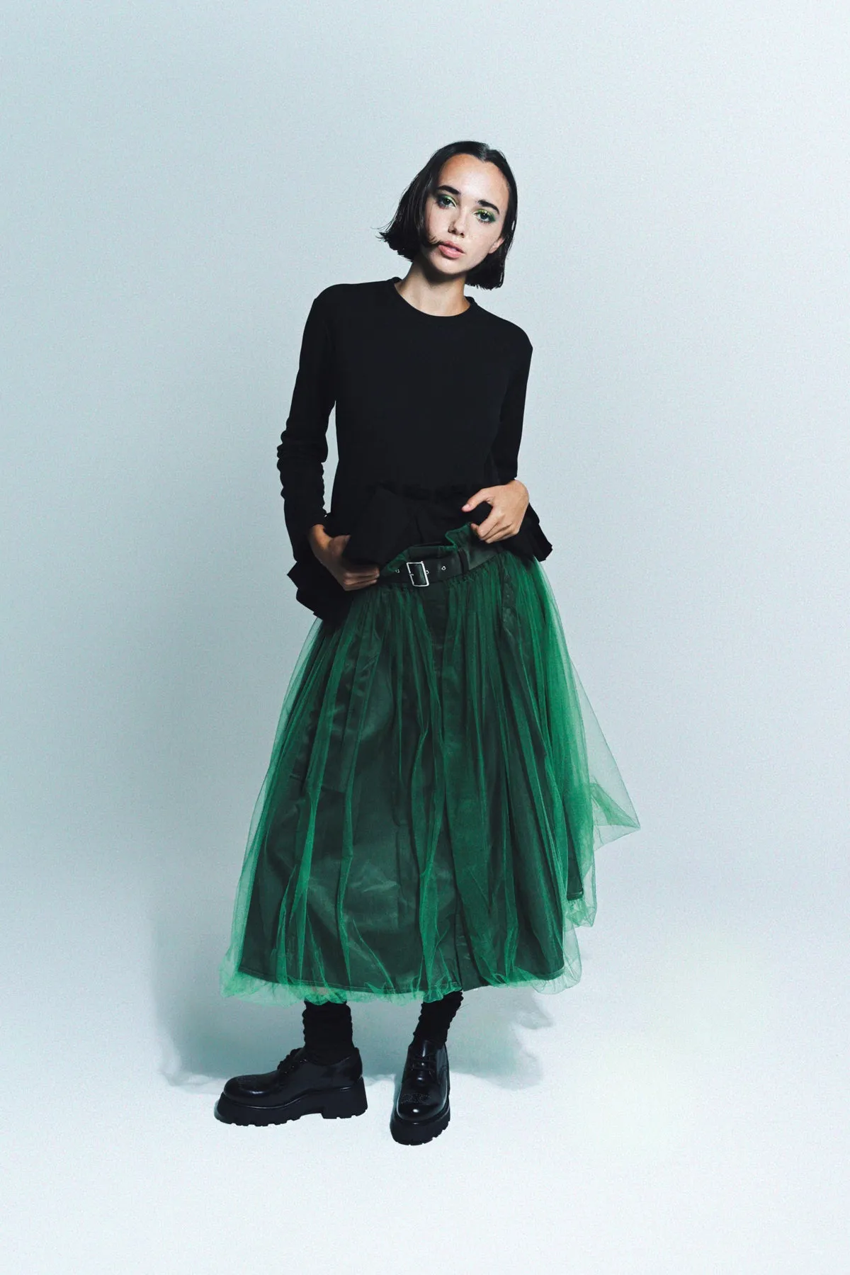 NOIR KEI NINOMIYA | BELTED TWILL SKIRT