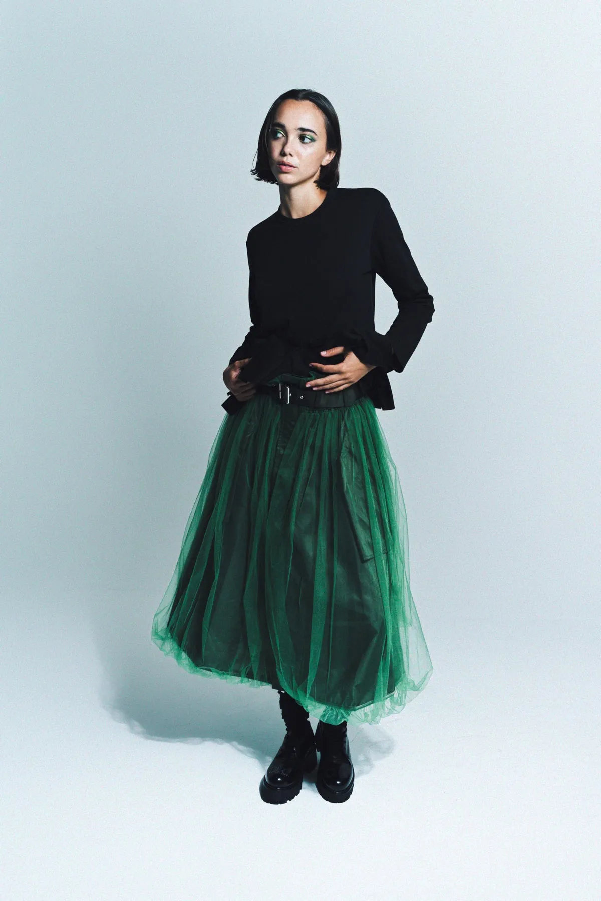 NOIR KEI NINOMIYA | BELTED TWILL SKIRT