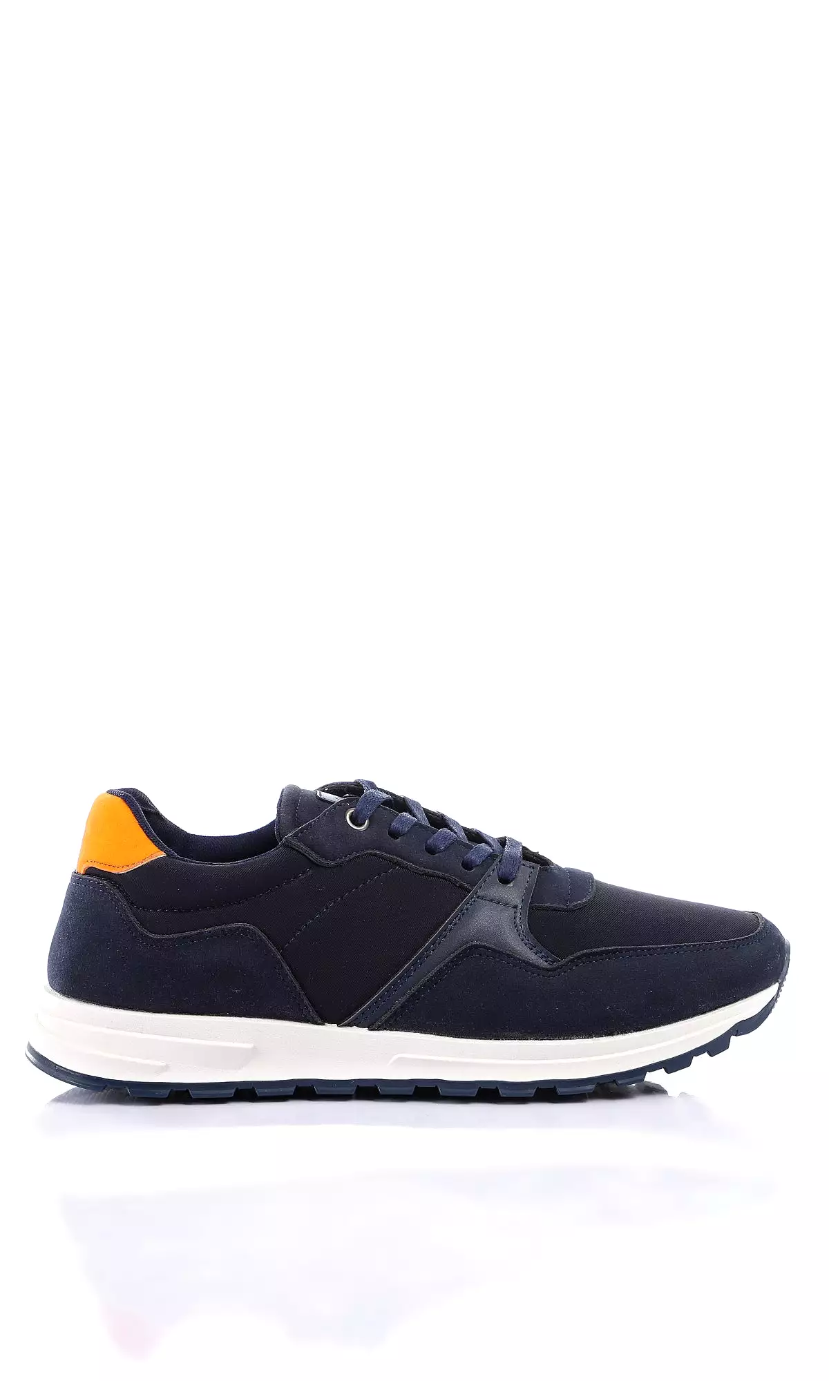 O160059 Fashionable Lace Up Casual Shoes - Navy Blue & Orange