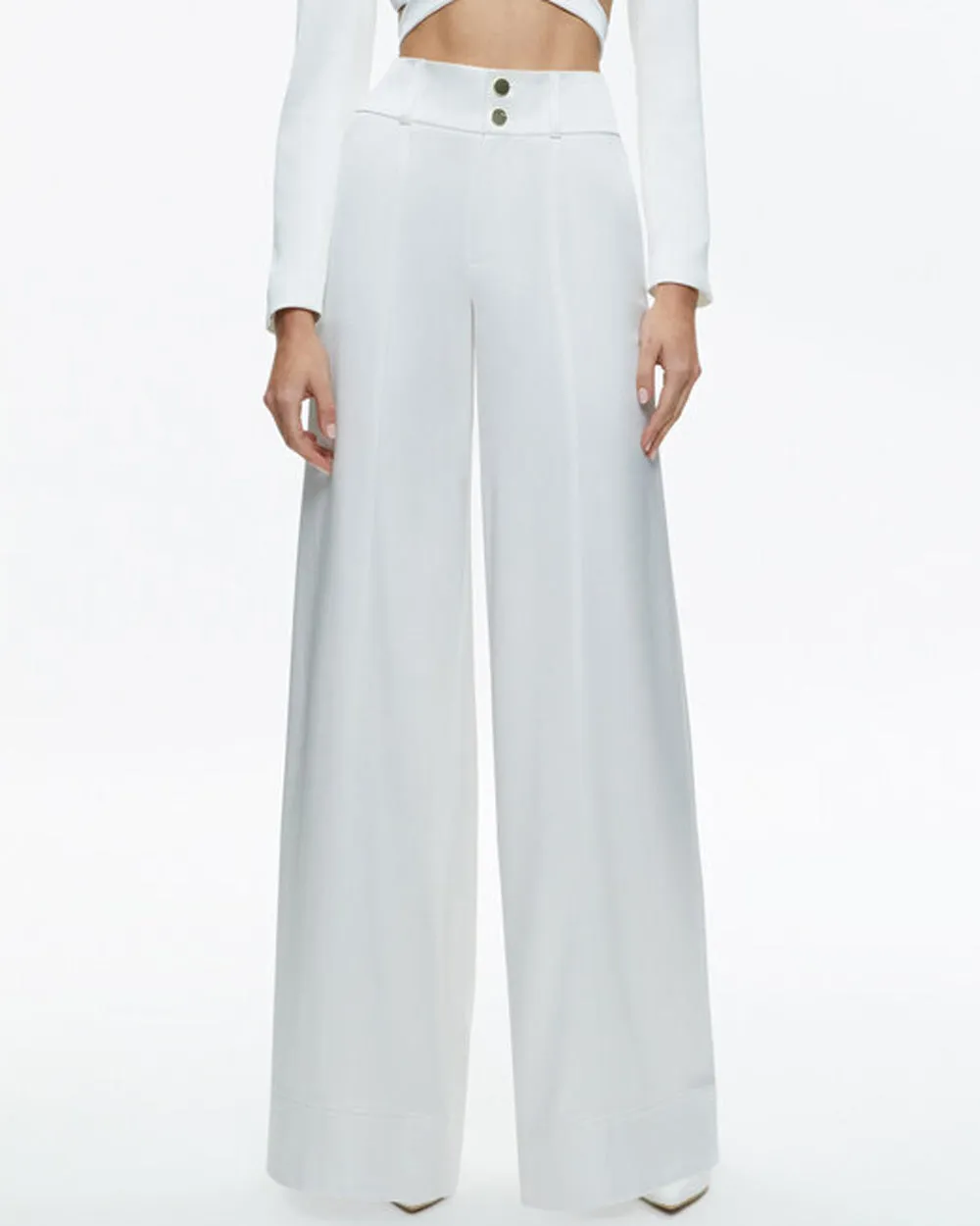 Off White High Rise Wide Leg Mame Pant