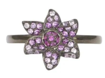 Ombré Pink Sapphire Flower Petal Ring 14K Gold AD1358