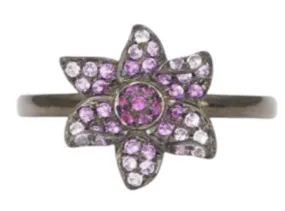 Ombré Pink Sapphire Flower Petal Ring 14K Gold AD1358