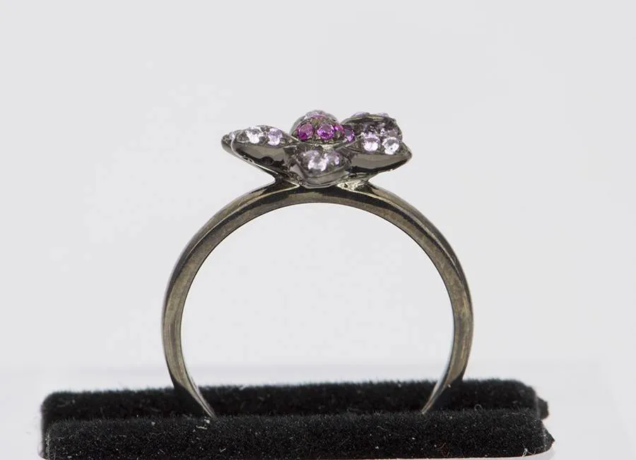 Ombré Pink Sapphire Flower Petal Ring 14K Gold AD1358