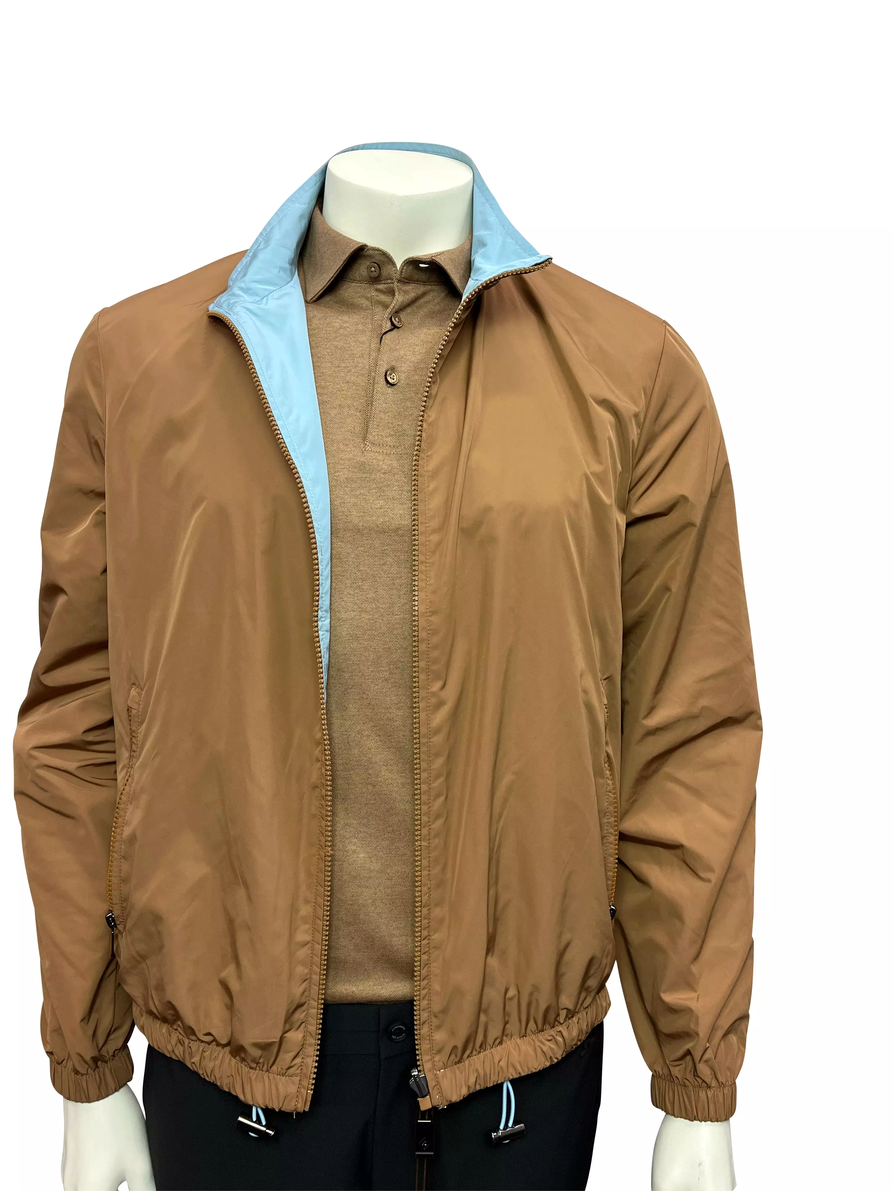 Pal Zileri Mens Reversible Light Bomber Jacket  - BROWN/BLUE