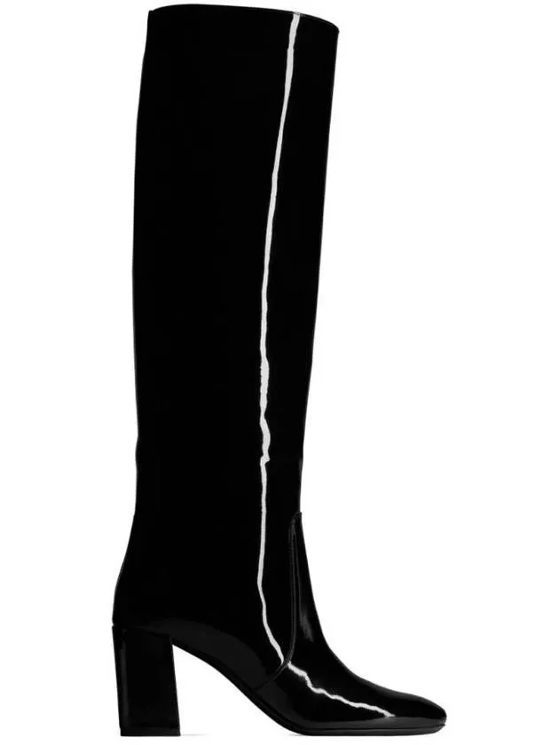 Patent Leather Long Boots Black