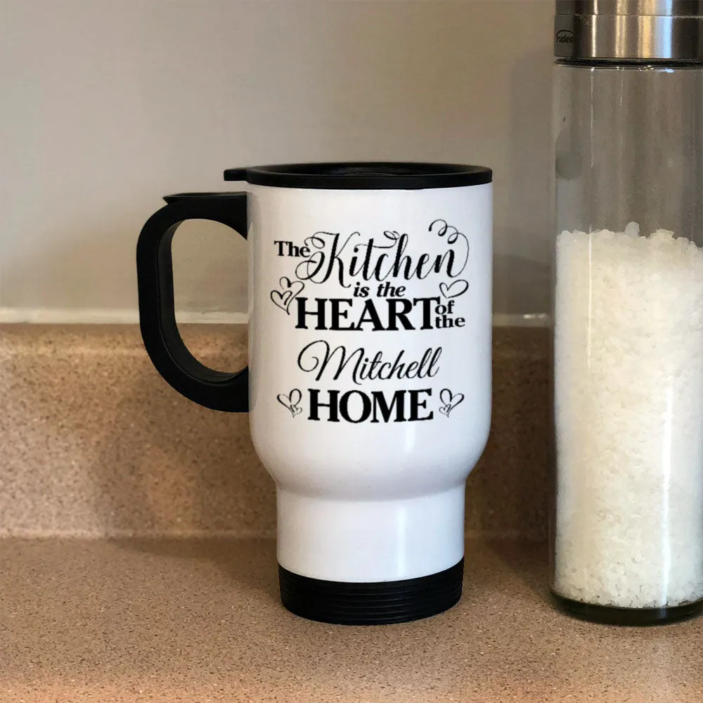 Personalized Metal Coffee and Tea Travel Mug Kitchen Heart of Home