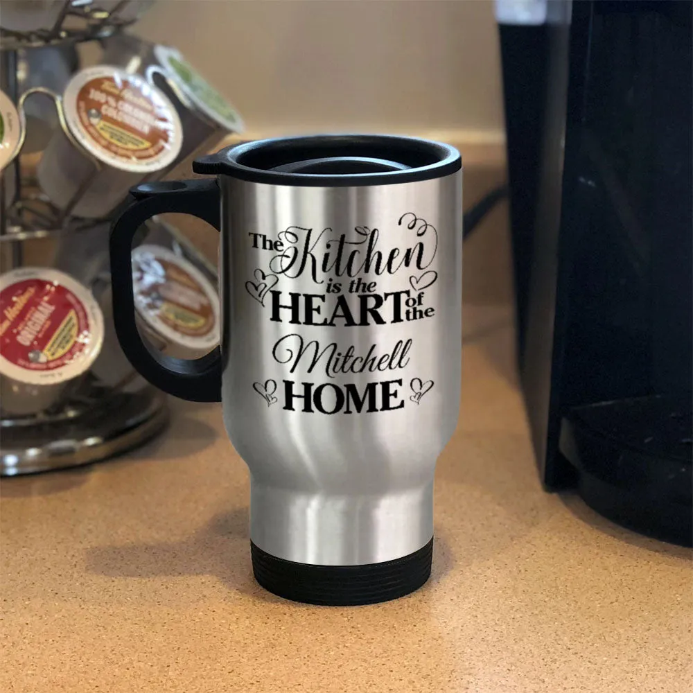 Personalized Metal Coffee and Tea Travel Mug Kitchen Heart of Home