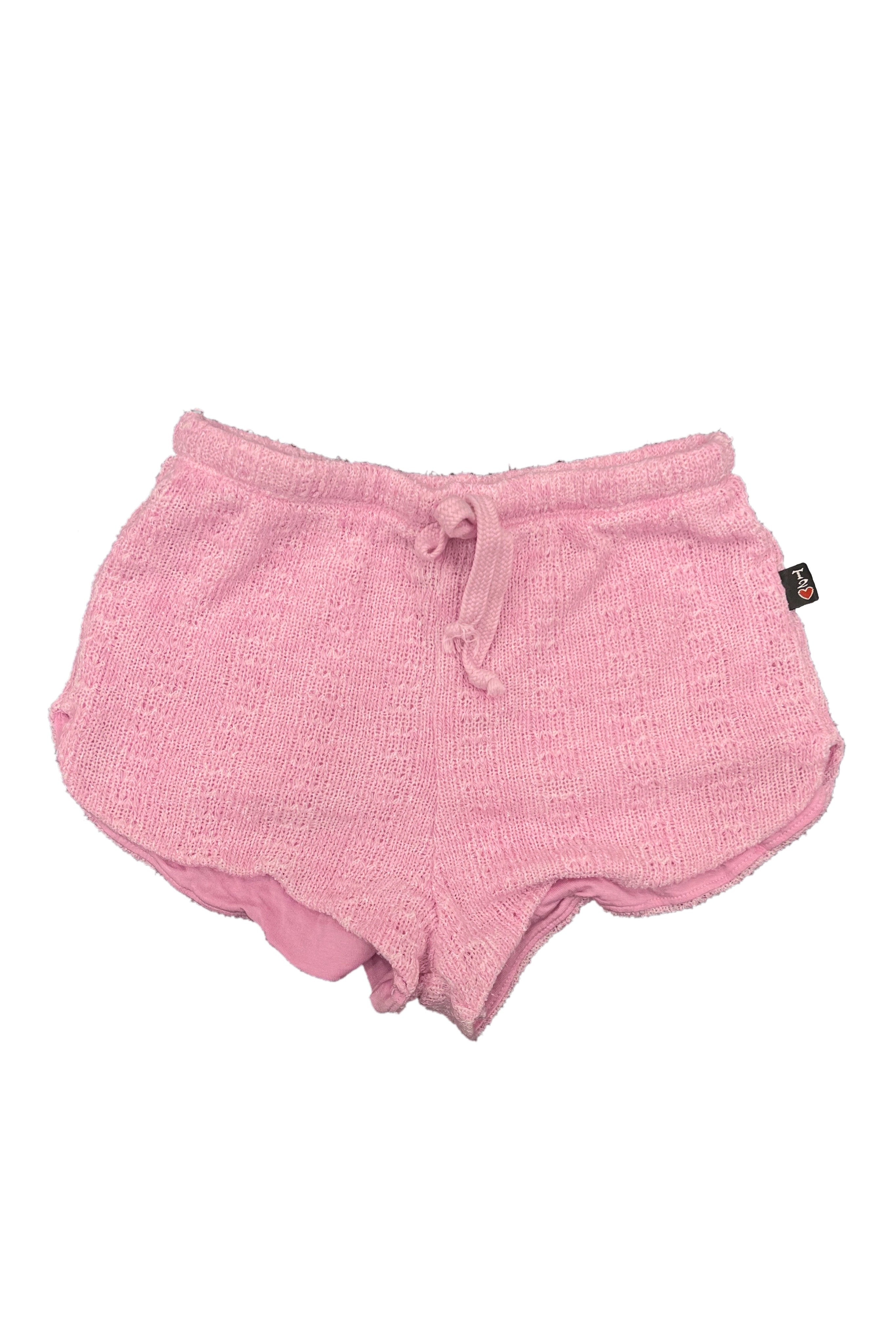 Pink Knit Drawstring Shorts