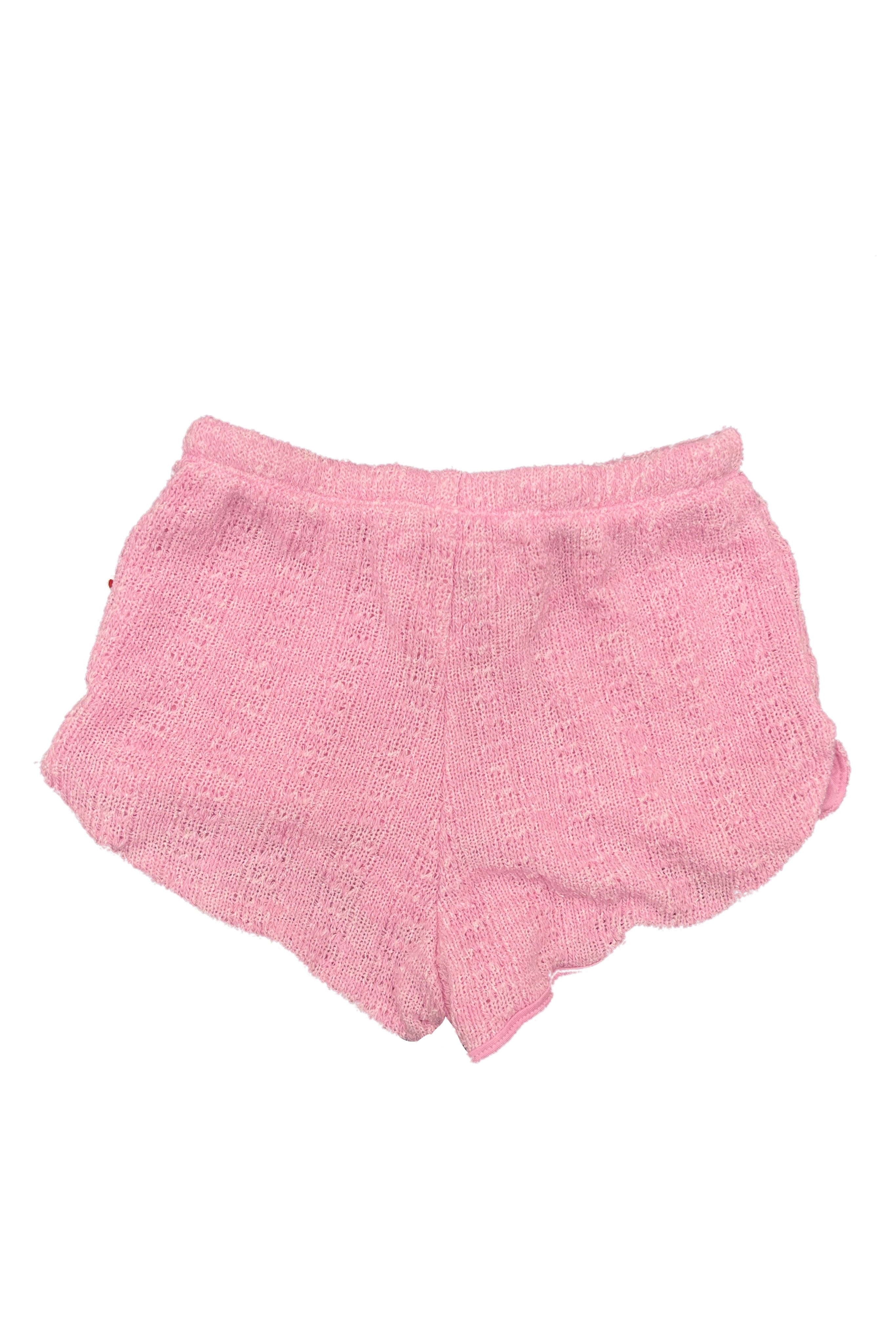 Pink Knit Drawstring Shorts