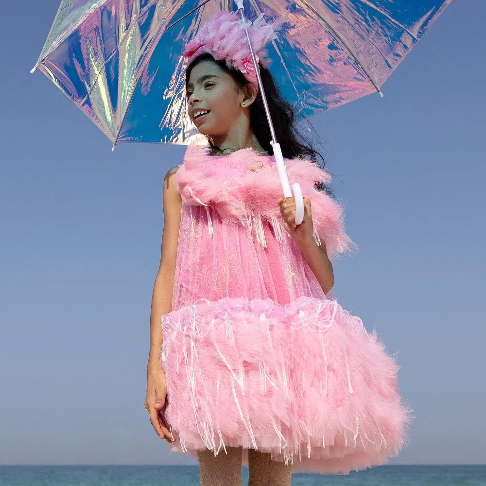 Pink Tulle & Feather Dress  