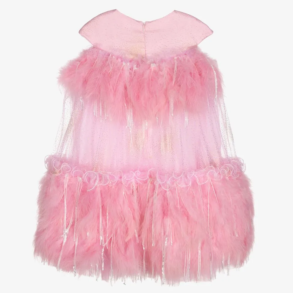 Pink Tulle & Feather Dress  