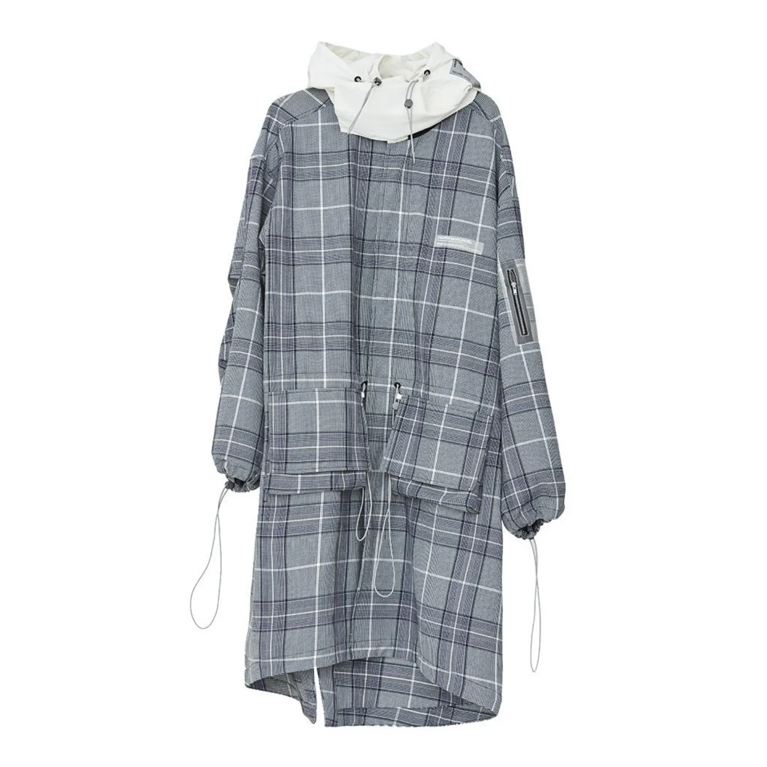 Plaid Detachable Hooded Coat