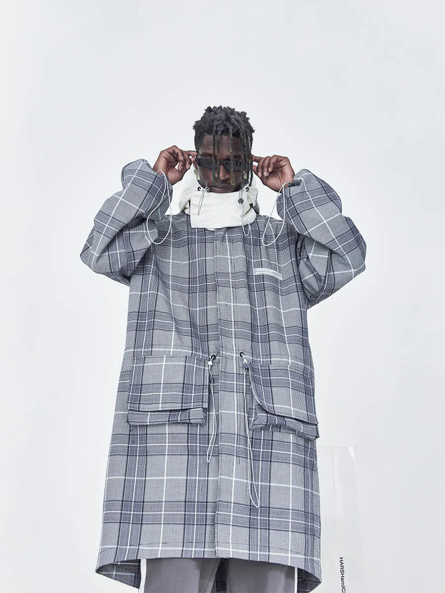 Plaid Detachable Hooded Coat