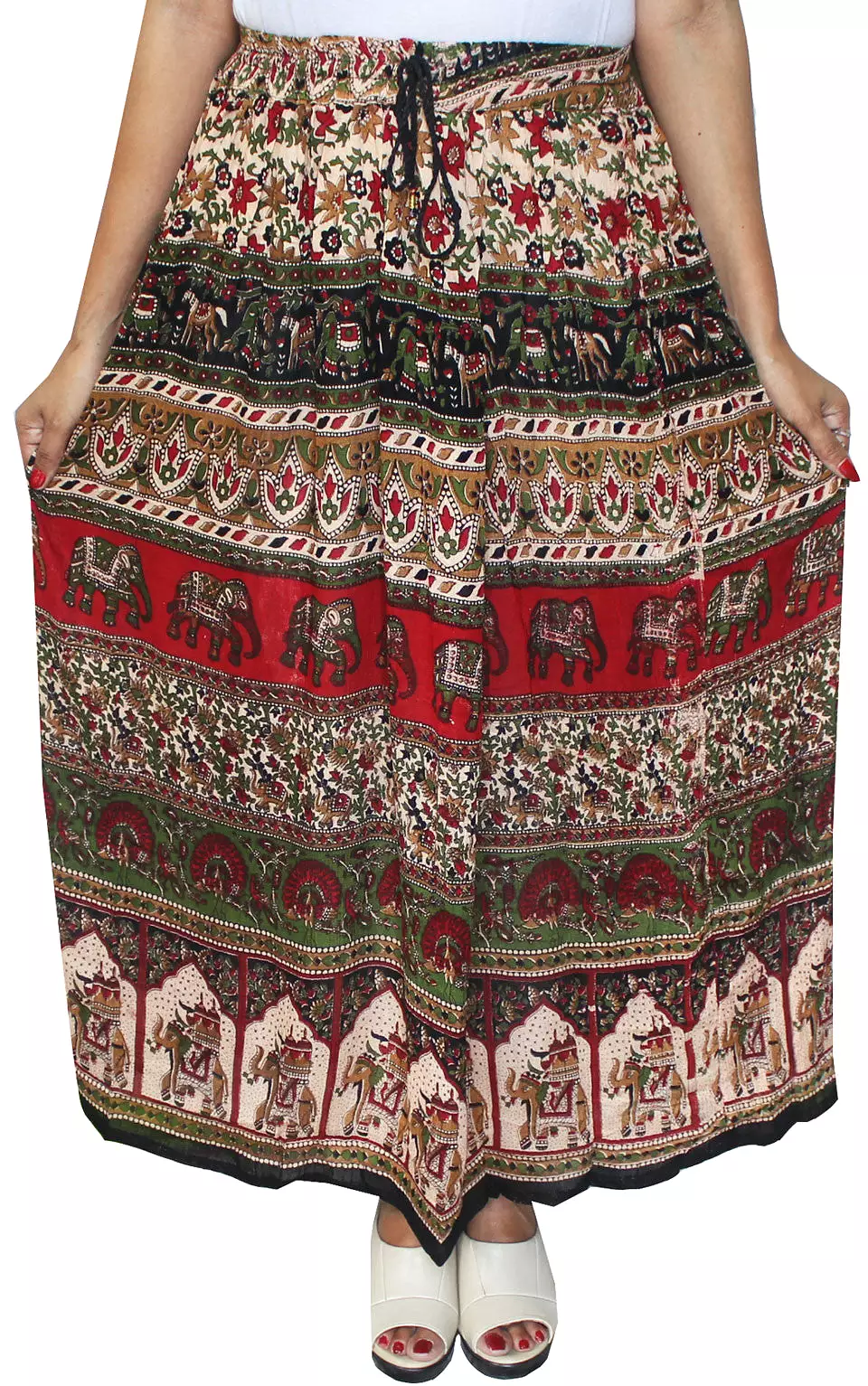 Printed Womens Summer Indian Long Skirts Ankle Length India Apparel