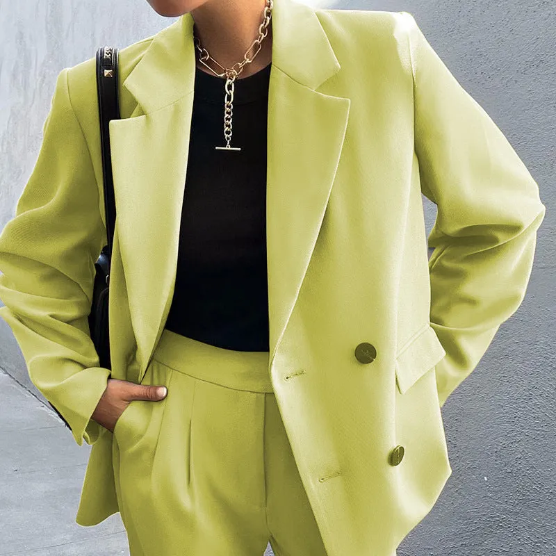 Pure Color Suit Pants Suit Two-piece Set