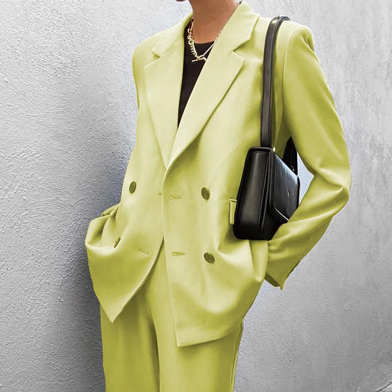 Pure Color Suit Pants Suit Two-piece Set