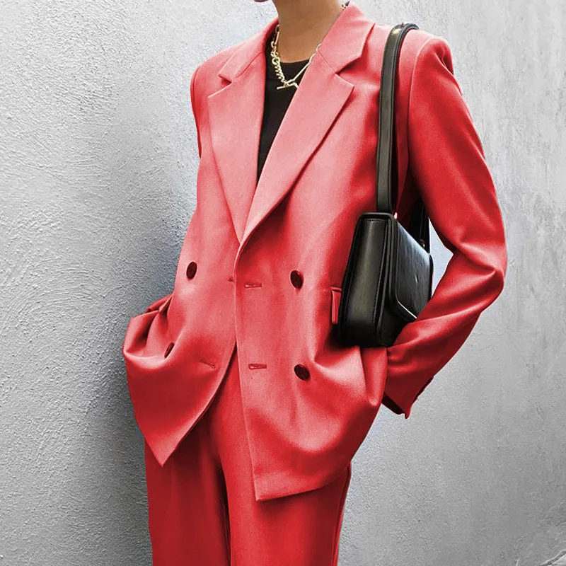 Pure Color Suit Pants Suit Two-piece Set