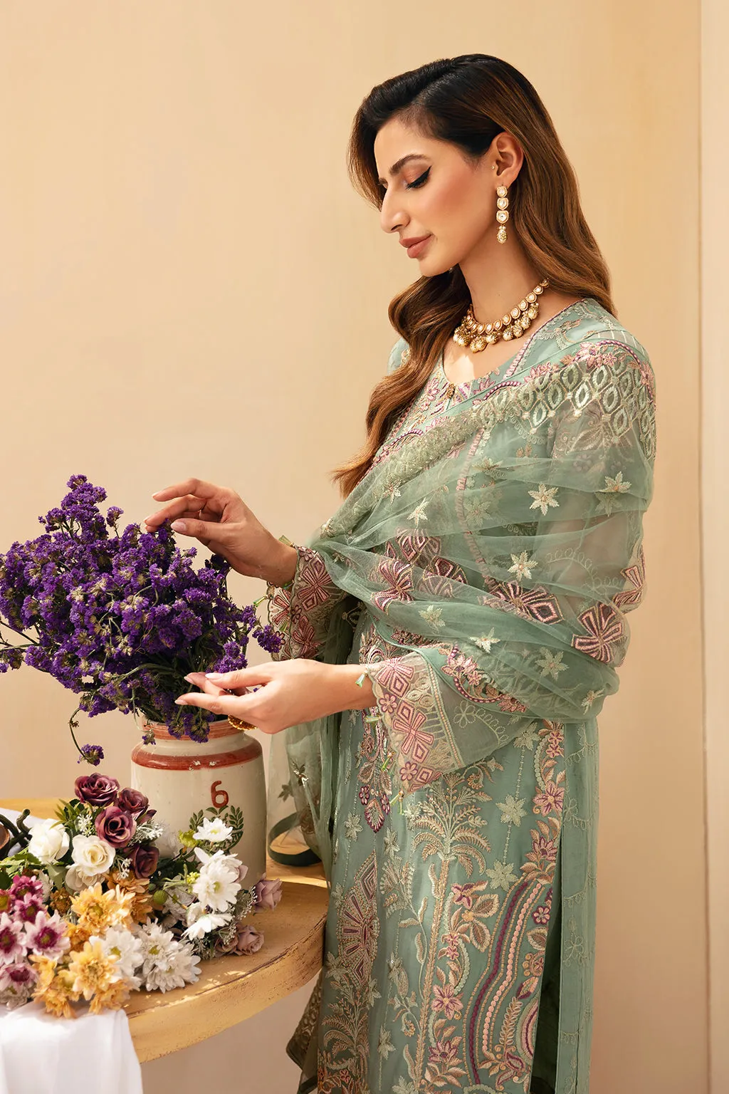 Ramsha Chevron Vol-09 Embroidered Chiffon Unstitched 3Pc Suit A-901