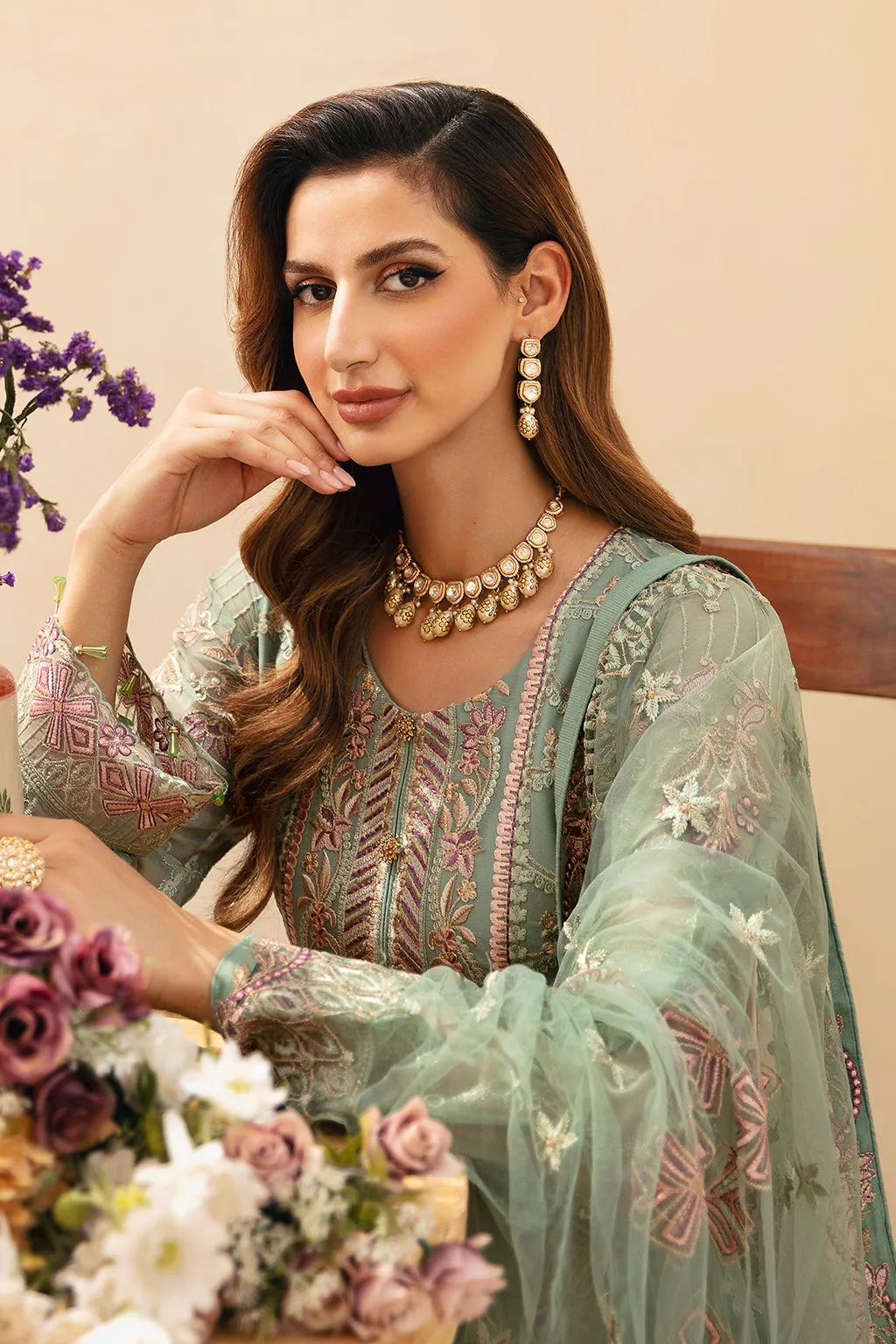 Ramsha Chevron Vol-09 Embroidered Chiffon Unstitched 3Pc Suit A-901