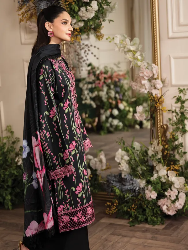 Rang Rasiya Lifestyle Embroidered Lawn Unstitched 3Pc Suit D-07 MIDNIGHT